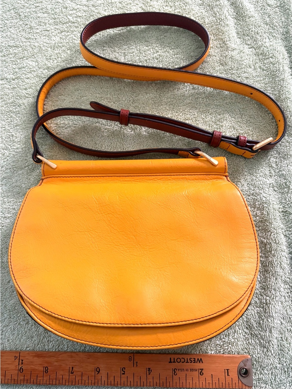 Vera Bradley Mustard Yellow Crossbody Saddle Bag Geometric Lining